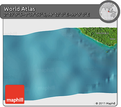 Satellite 3D Map of the Area around 1° 55' 32" S, 98° 40' 30" E