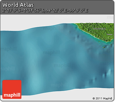 Satellite 3D Map of the Area around 1° 55' 32" S, 98° 40' 30" E