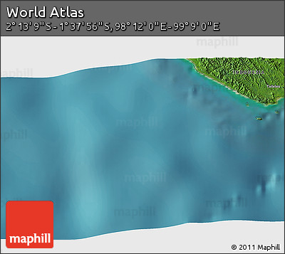 Satellite 3D Map of the Area around 1° 55' 32" S, 98° 40' 30" E