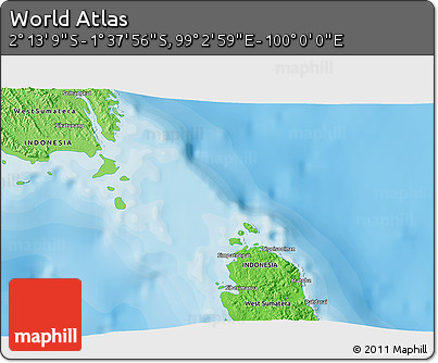 Political 3D Map of the Area around 1° 55' 32" S, 99° 31' 30" E
