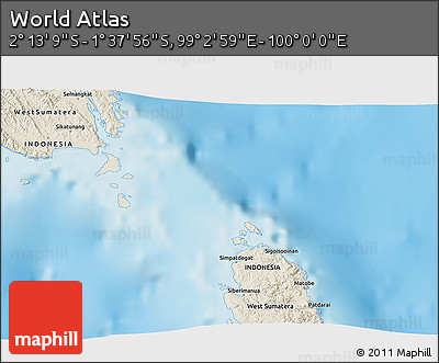 Shaded Relief 3D Map of the Area around 1° 55' 32" S, 99° 31' 30" E