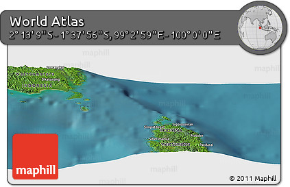 Satellite Panoramic Map of the Area around 1° 55' 32" S, 99° 31' 30" E