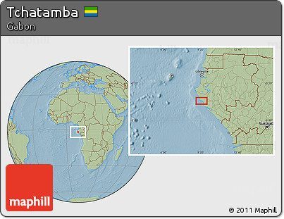 Savanna Style Location Map of Tchatamba, hill shading