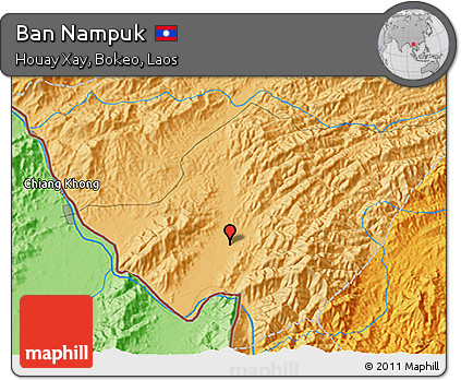 Political 3D Map of Ban Nampuk
