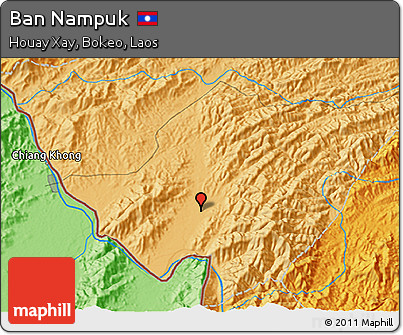 Political 3D Map of Ban Nampuk