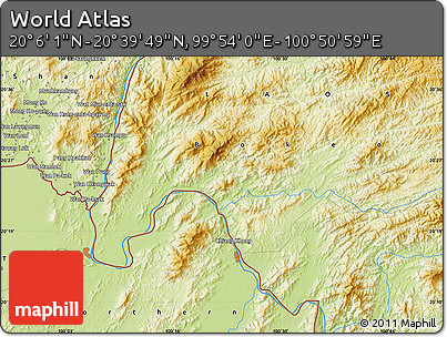 Physical Map of the Area around 20° 22' 55" N, 100° 22' 30" E
