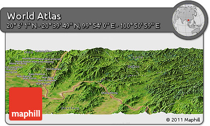 Satellite Panoramic Map of the Area around 20° 22' 55" N, 100° 22' 30" E
