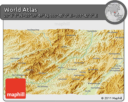 Physical 3D Map of the Area around 20° 22' 55" N, 101° 13' 29" E