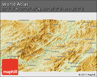 Physical 3D Map of the Area around 20° 22' 55" N, 101° 13' 29" E