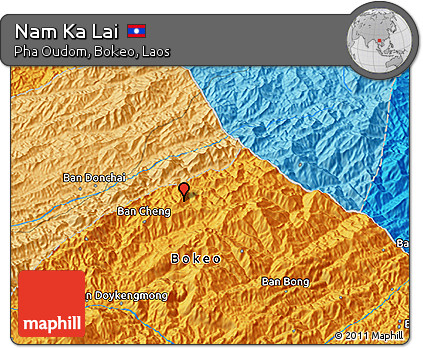Political 3D Map of Nam Ka Lai