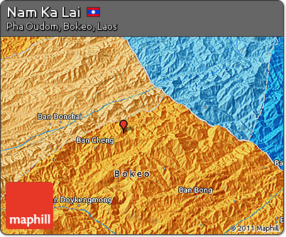 Political 3D Map of Nam Ka Lai