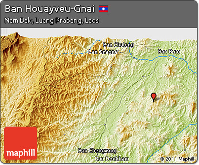 Physical 3D Map of Ban Houayveu-Gnai