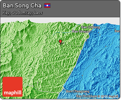 Political 3D Map of Ban Song Cha
