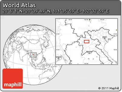Blank Location Map of the Area around 20° 22' 55" N, 102° 4' 29" E