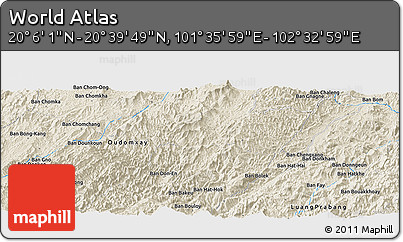 Shaded Relief Panoramic Map of the Area around 20° 22' 55" N, 102° 4' 29" E