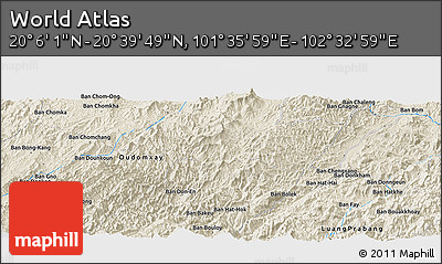 Shaded Relief Panoramic Map of the Area around 20° 22' 55" N, 102° 4' 29" E