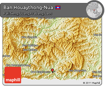 Physical 3D Map of Ban Houaythong-Nua