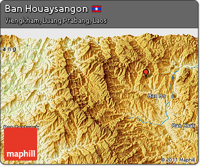 Physical 3D Map of Ban Houaysangon