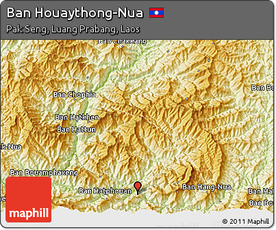 Physical 3D Map of Ban Houaythong-Nua