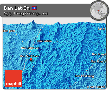 Political 3D Map of Ban Lat-En