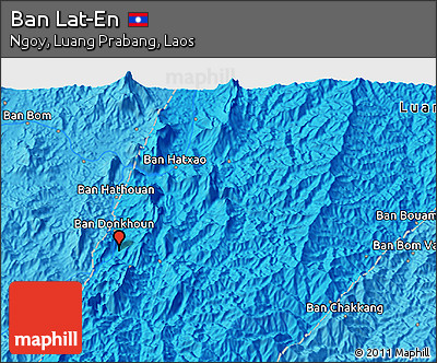 Political 3D Map of Ban Lat-En