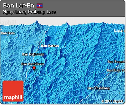 Political 3D Map of Ban Lat-En