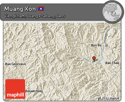 Shaded Relief 3D Map of Muang Xon