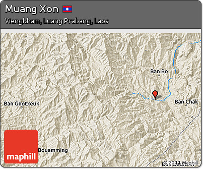 Shaded Relief 3D Map of Muang Xon