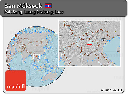 Gray Location Map of Ban Môkseuk, hill shading