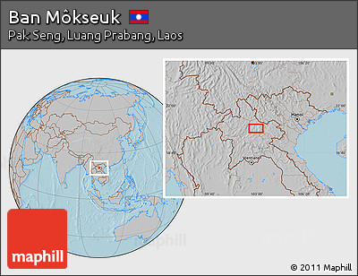 Gray Location Map of Ban Môkseuk, hill shading