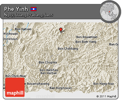 Shaded Relief Panoramic Map of Phe Yinh