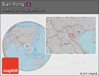 Gray Location Map of Ban Yong, hill shading