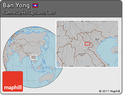 Gray Location Map of Ban Yong, hill shading