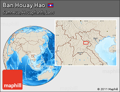 Shaded Relief Location Map of Ban Houay Hao