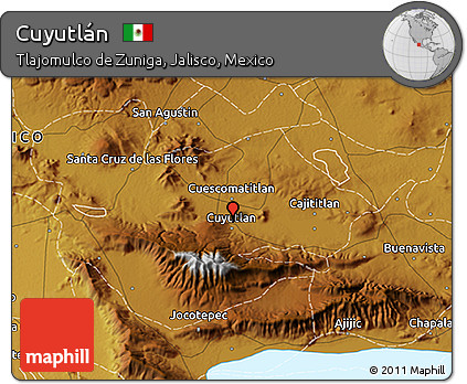 Physical 3D Map of Cuyutlán