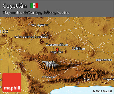 Physical 3D Map of Cuyutlán