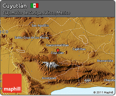Physical 3D Map of Cuyutlán