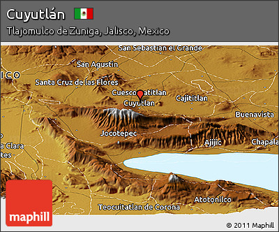 Physical Panoramic Map of Cuyutlán