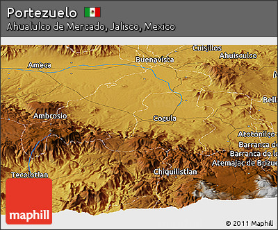 Physical Panoramic Map of Portezuelo
