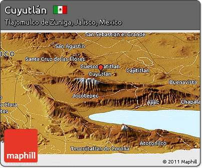 Physical Panoramic Map of Cuyutlán