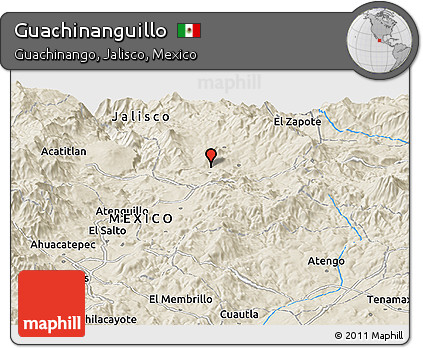 Shaded Relief Panoramic Map of Guachinanguillo