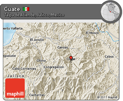 Shaded Relief 3D Map of Cuate