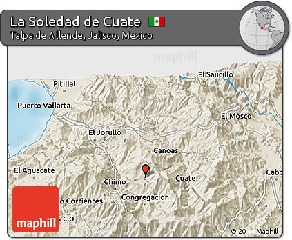 Shaded Relief 3D Map of La Soledad De Cuate