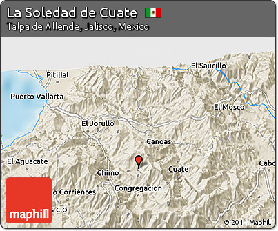 Shaded Relief 3D Map of La Soledad De Cuate