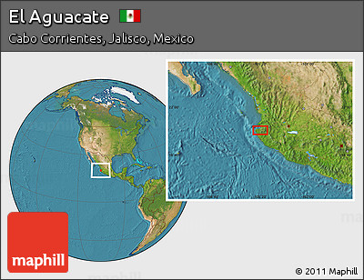 Satellite Location Map of El Aguacate
