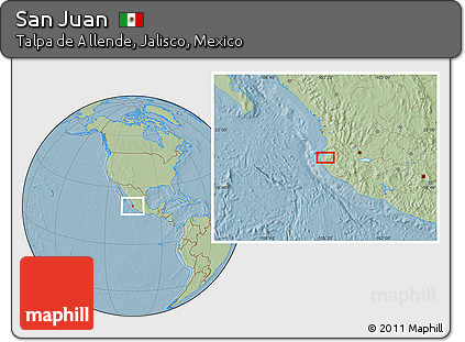 Savanna Style Location Map of San Juan, hill shading