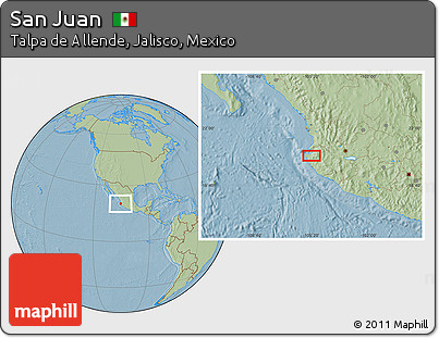 Savanna Style Location Map of San Juan, hill shading