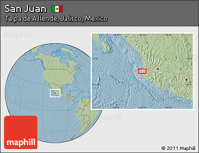 Savanna Style Location Map of San Juan, hill shading
