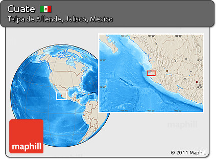 Shaded Relief Location Map of Cuate