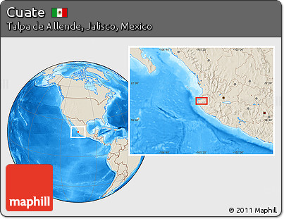 Shaded Relief Location Map of Cuate